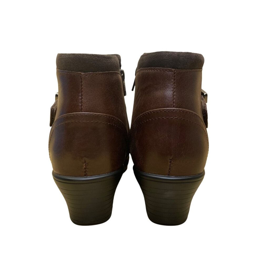 Orthofeet Women’s Brown Leather Buckle Detail Heeled Ankle Boots Size 11M - Picture 7 of 9